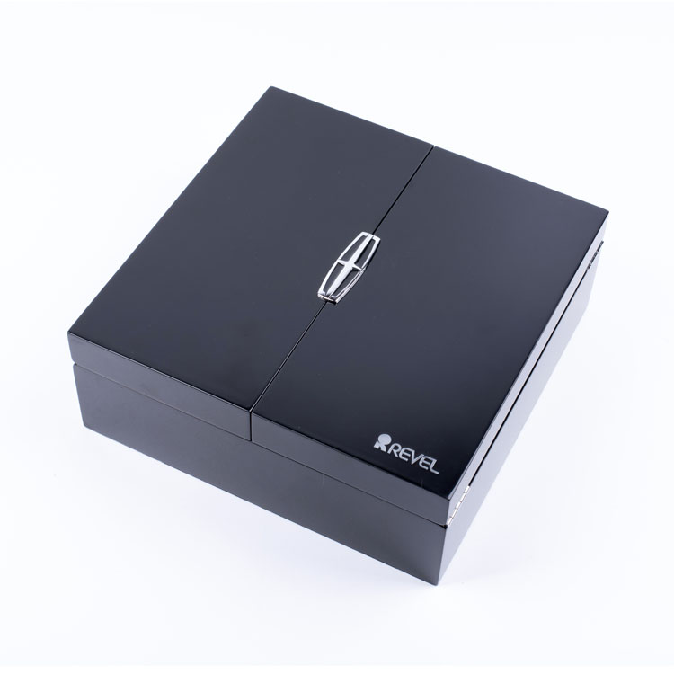 Двойная дверь, лаковая серебряная этикетка с логотипом, деревянная подарочная коробка