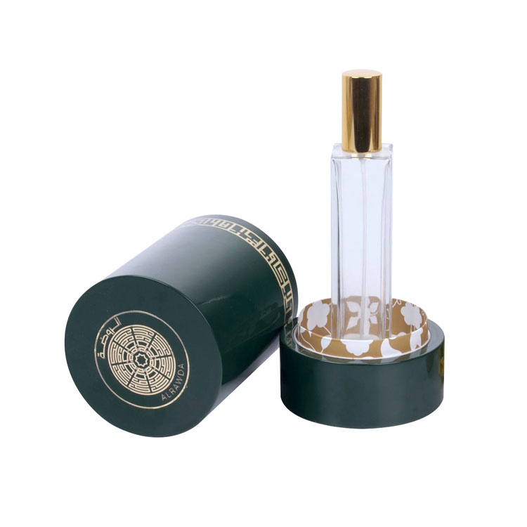 Круглый металлический этикетка с границей и узором, зеленая краска для фортепиано, высококачественная парфюмерная деревянная коробка