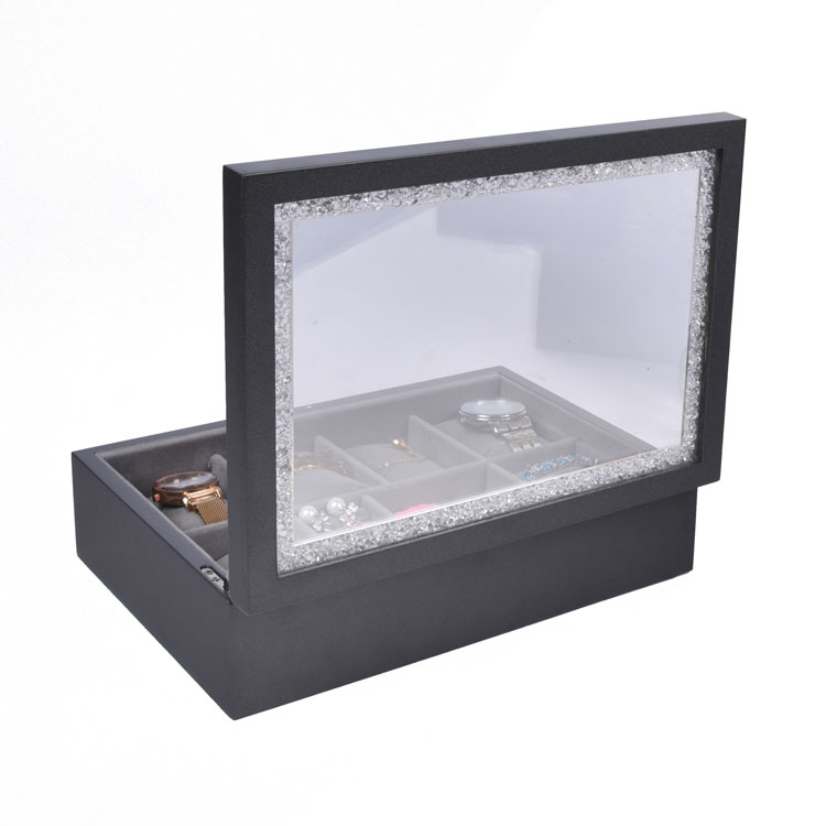 Жемчужно-серый цвет с 8 слотами и акриловым окном, коробка для хранения ювелирных изделий, витрина для часов