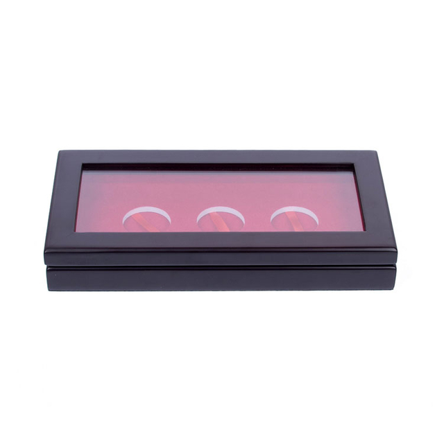 Роскошный пользовательский логотип 3 слоты коллекционные монеты деревянная коробка сувенир Mdf деревянная серебряная коробка для монеты для дисплея Woodbox