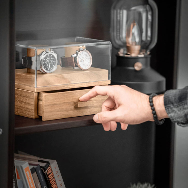 2 слота, роскошная глянцевая деревянная упаковочная коробка для часов с логотипом, горячая распродажа, деревянная упаковочная коробка для часов