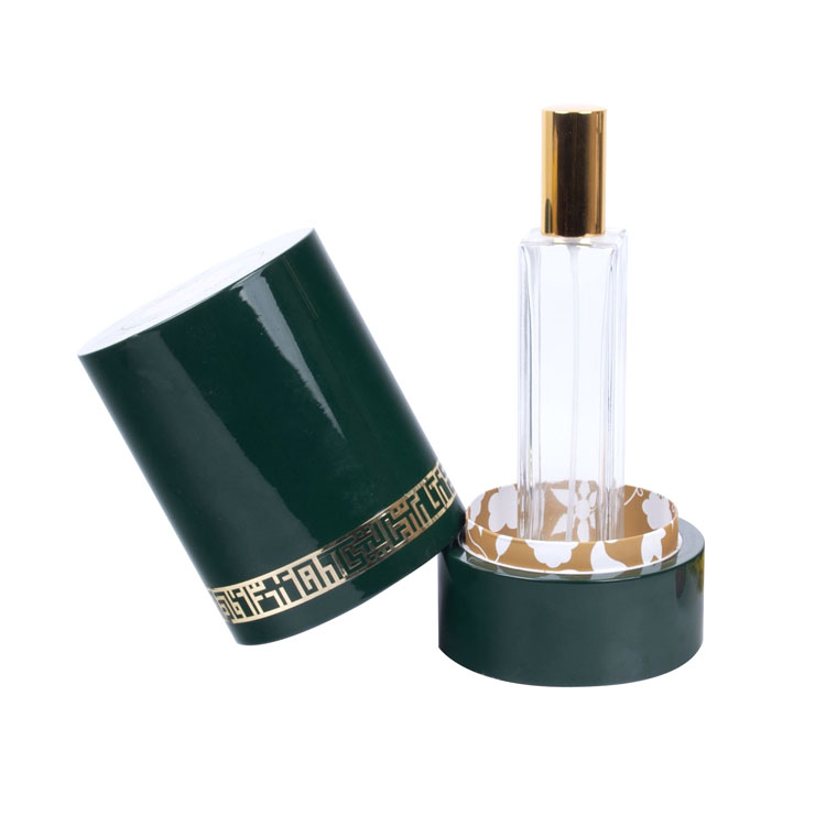 Круглый металлический этикетка с границей и узором, зеленая краска для фортепиано, высококачественная парфюмерная деревянная коробка