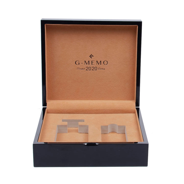 Две бутылки черного квадратного переворачивания железной кости фортепиано краски Парфюм Деревянная коробка упаковка с подвижным внутренним подносом