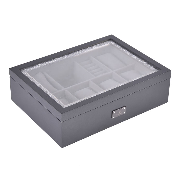 Жемчужно-серый цвет с 8 слотами и акриловым окном, коробка для хранения ювелирных изделий, витрина для часов