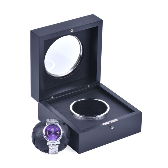 Высококачественная модная уникальная квадратная персонализированная коробка для часов ручной работы с оконной деревянной упаковочной коробкой
