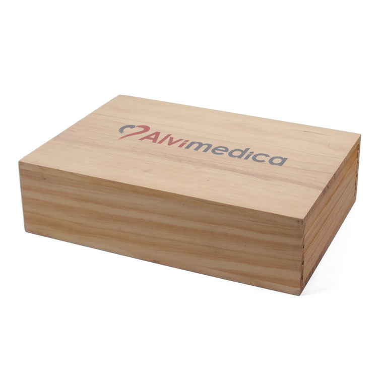 Деревянная коробка, выглядящая на заказ печатной гофрированной гофрированной бумажной коробкой, для подарочной упаковки с ручкой