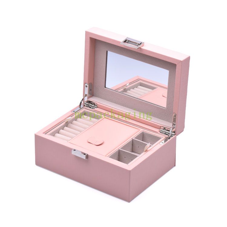Новое роскошное поступление, мини-кожа из искусственной кожи, маленькая дорожная шкатулка для драгоценностей, органайзер для женщин, подарки, коробка для хранения ювелирных изделий с логотипом и зеркалом