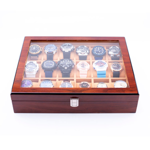 WoodBox Factory Высококачественный органайзер для хранения часов с 18 слотами и прозрачной крышкой