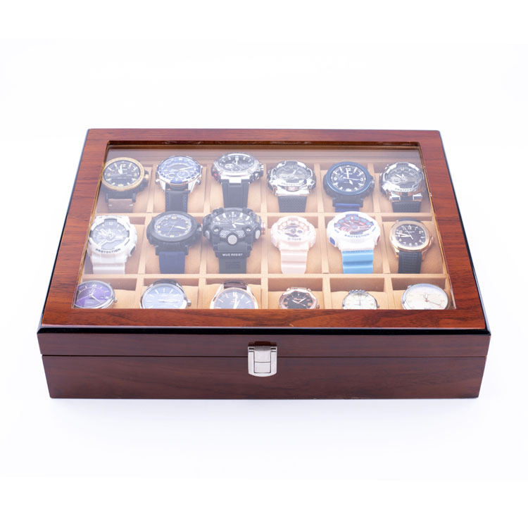 WoodBox Factory Высококачественный органайзер для хранения часов с 18 слотами и прозрачной крышкой