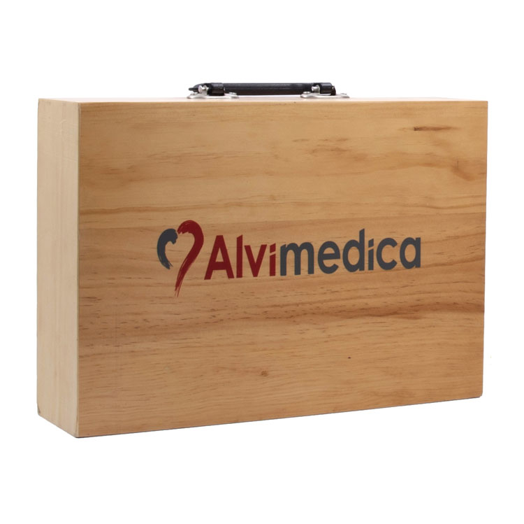 Деревянная коробка, выглядящая на заказ печатной гофрированной гофрированной бумажной коробкой, для подарочной упаковки с ручкой