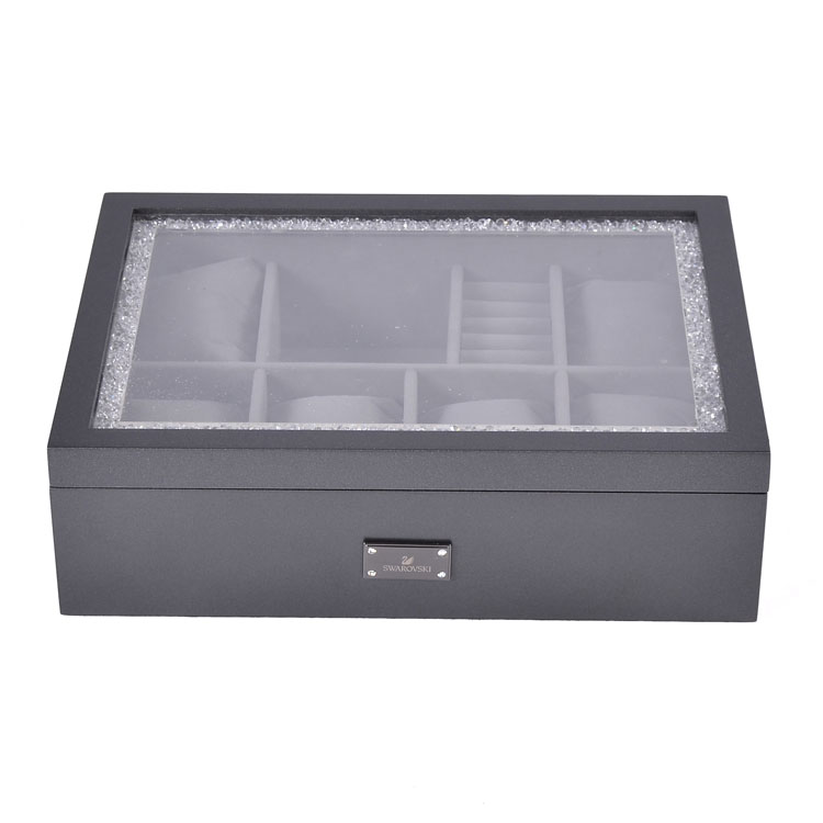 Жемчужно-серый цвет с 8 слотами и акриловым окном, коробка для хранения ювелирных изделий, витрина для часов