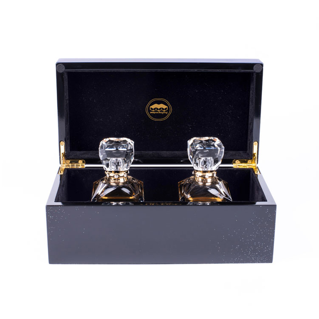 Черный рояльный лак, изготовленная на заказ роскошная деревянная коробка для флакона духов, упаковочная подарочная коробка с замком для ключа