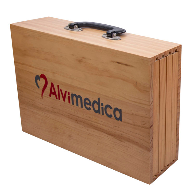 Деревянная коробка, выглядящая на заказ печатной гофрированной гофрированной бумажной коробкой, для подарочной упаковки с ручкой