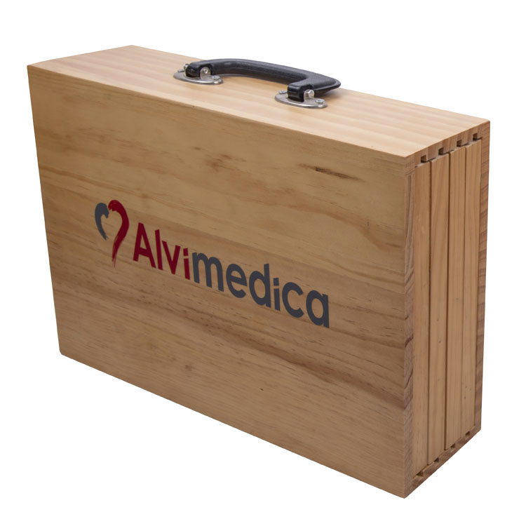 Деревянная коробка, выглядящая на заказ печатной гофрированной гофрированной бумажной коробкой, для подарочной упаковки с ручкой