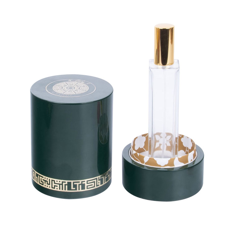 Круглый металлический этикетка с границей и узором, зеленая краска для фортепиано, высококачественная парфюмерная деревянная коробка